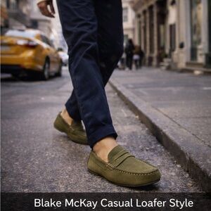Blake McKay Olive Leather Driving Loafers Mens 8M Brazil Moccasin Casual